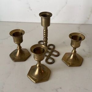 Elegant Brass Candle Holder Set
